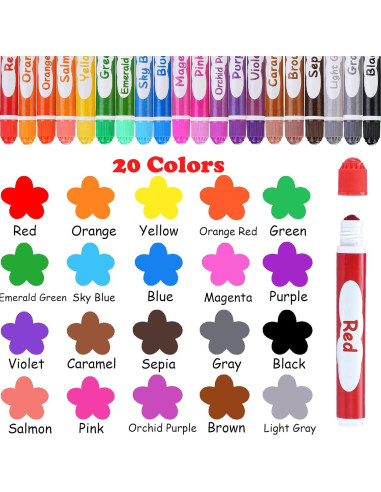 Marcadores de Puntos WOSWEL, 20 Colores Lavables para Niños