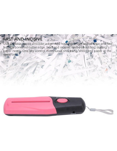Destructora de Papel Portátil Fafeicy Rosa 2 Hojas 4mm