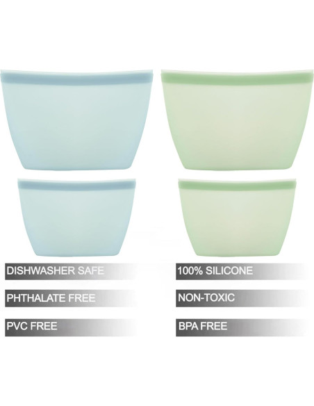 Bolsas de Almacenamiento de Silicona PandaEar 4 Pzas 1008ml 500ml