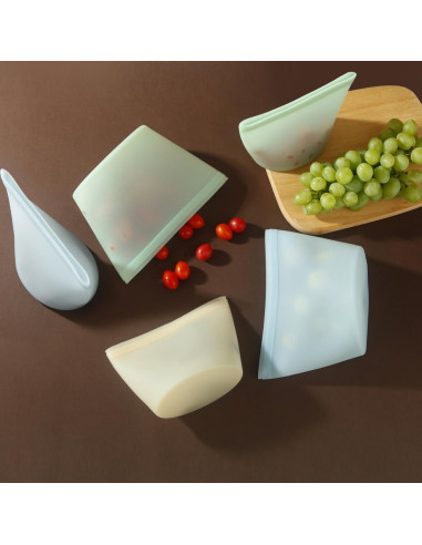 Bolsas de Almacenamiento de Silicona PandaEar 4 Pzas 1008ml 500ml