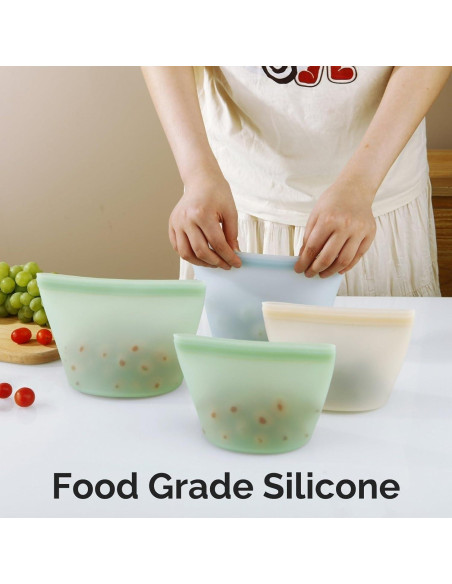 Bolsas de Almacenamiento de Silicona PandaEar 4 Pzas 1008ml 500ml