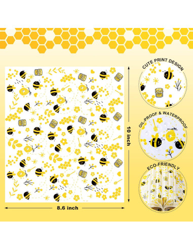 100 Hojas Papel Encerado KVCSYAW Abeja 21.8x24.9cm
