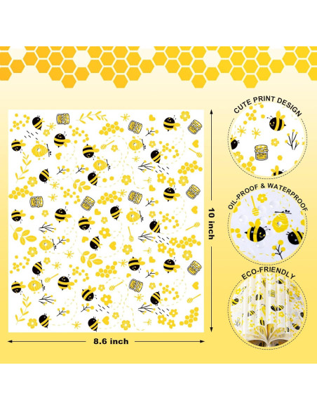 100 Hojas Papel Encerado KVCSYAW Abeja 21.8x24.9cm