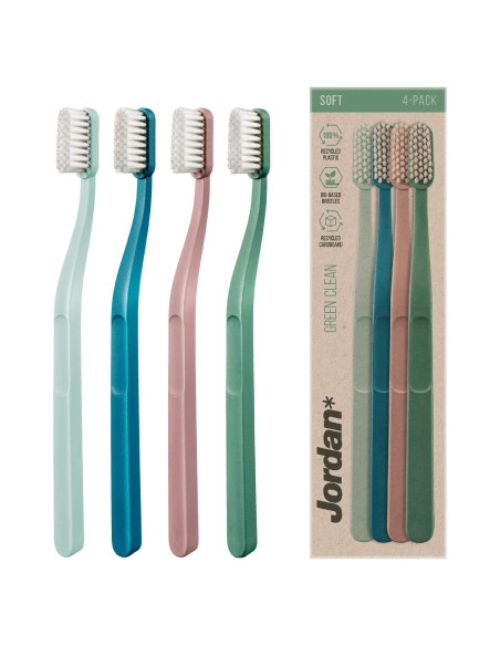 Cepillo de Dientes Manual Jordan Green Clean - Sostenible, 4 Unidades