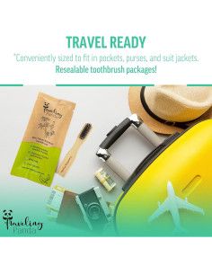 Kit de Cepillo de Dientes de Bambú de Viaje con 2 Cepillos y 20 Tabletas de Menta 2