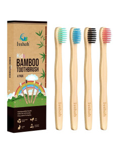 Cepillos de Dientes de Bambú para Niños Isshah - Paquete de 4