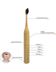 Cepillo de Dientes Eléctrico Lckaien de Bambú IPX7 5 Modos 2