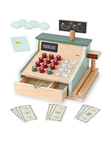 Registro de Caja de Madera PairPear para Jugar a Contar Dinero