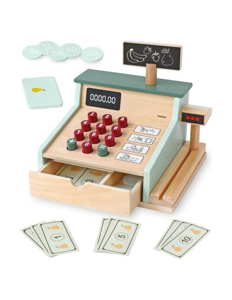 Registro de Caja de Madera PairPear para Jugar a Contar Dinero
