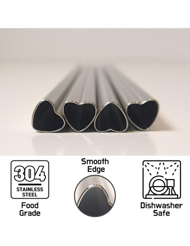 Popotes de metal reutilizables La mejor LUNA 4 unidades corazón