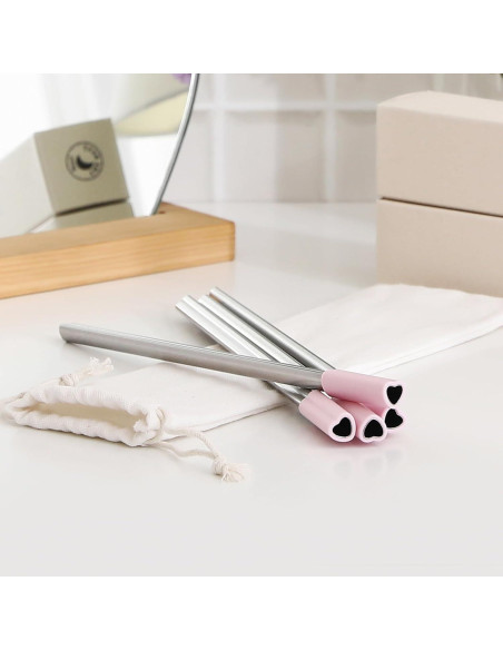 Popotes de metal reutilizables La mejor LUNA 4 unidades corazón Popotes de metal reutilizables La mejor LUNA 4 unidades corazón