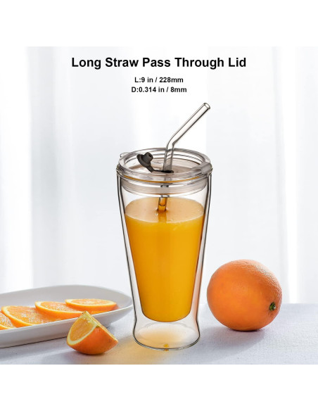 Popotes de vidrio LIFEHIM 9" (22.86 cm) 8mm reutilizables