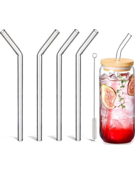 Popotes de vidrio LIFEHIM 9" (22.86 cm) 8mm reutilizables