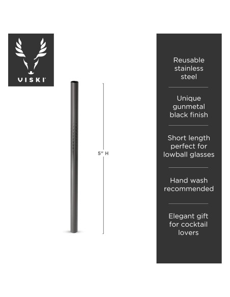 Popotes de Acero Inoxidable Viski Set de 6 Reutilizables 12.7 cm