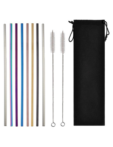 Popotes de Acero Inoxidable Turbokey 8.5" Reutilizables 10 Piezas