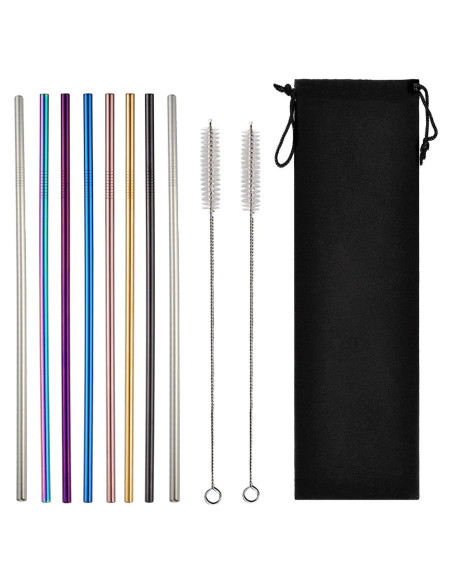 Popotes de Acero Inoxidable Turbokey 8.5" Reutilizables 10 Piezas