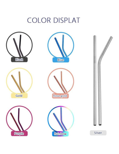 Popotes de Acero Inoxidable Turbokey 8.5" Reutilizables 10 Piezas