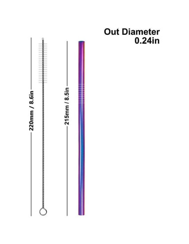 Popotes de Acero Inoxidable Turbokey 8.5" Reutilizables 10 Piezas