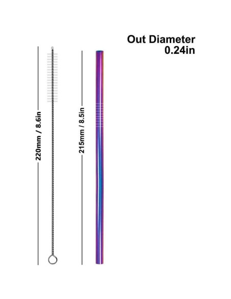 Popotes de Acero Inoxidable Turbokey 8.5" Reutilizables 10 Piezas