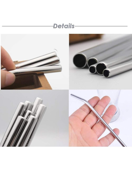 Popotes de Acero Inoxidable Turbokey 8.5" Reutilizables 10 Piezas