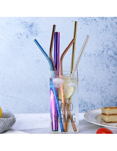 Popotes de Acero Inoxidable Turbokey 8.5" Reutilizables 10 Piezas