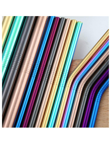 Popotes de Acero Inoxidable Turbokey 8.5" Reutilizables 10 Piezas