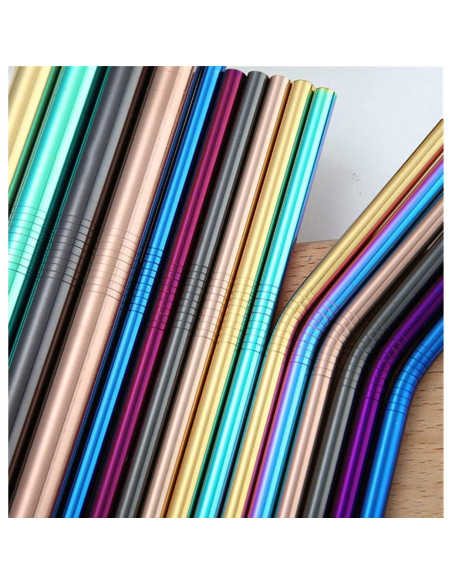 Popotes de Acero Inoxidable Turbokey 8.5" Reutilizables 10 Piezas