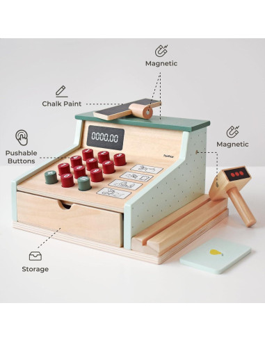 Registro de Caja de Madera PairPear para Jugar a Contar Dinero