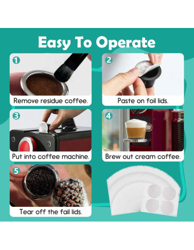 200 Sellos de Aluminio Gfdoso para Cápsulas de Café 37mm