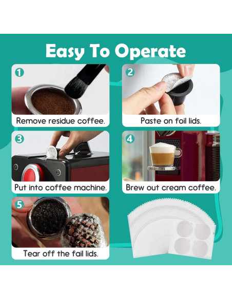 200 Sellos de Aluminio Gfdoso para Cápsulas de Café 37mm