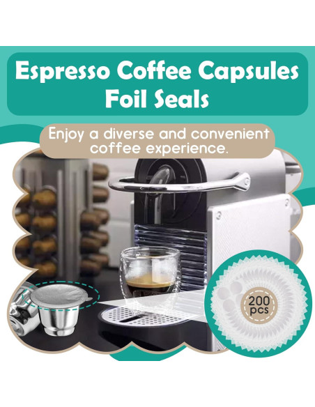 200 Sellos de Aluminio Gfdoso para Cápsulas de Café 37mm