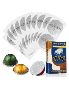 Tapa de Aluminio VIVI SKY para Cápsulas Nespresso Vertuoline - 120 Pcs