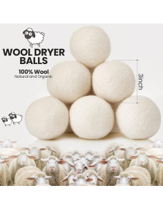Juego de 24 Bolas de Secado de Lana Roowest 7.62 cm + 2 Bolsas 2