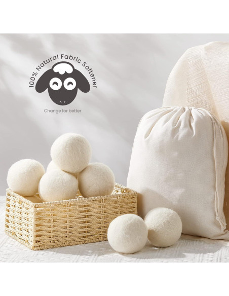 Juego de 24 Bolas de Secado de Lana Roowest 7.62 cm + 2 Bolsas
