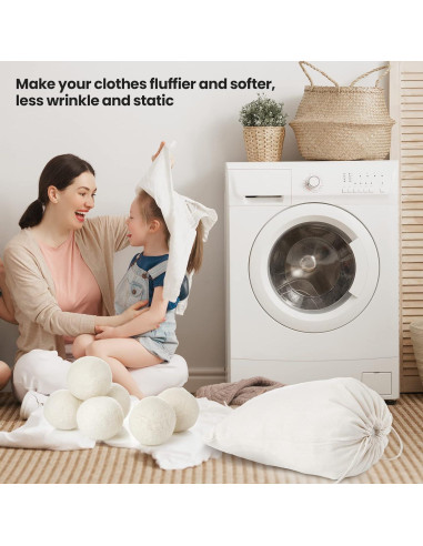 Juego de 24 Bolas de Secado de Lana Roowest 7.62 cm + 2 Bolsas