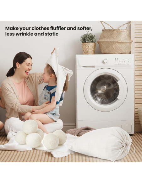 Juego de 24 Bolas de Secado de Lana Roowest 7.62 cm + 2 Bolsas