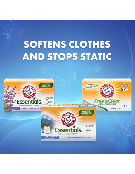 Hojas de Suavizante de Tela ARM & HAMMER Lluvia de Montaña 144ct