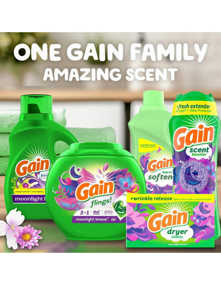 Hojas de Secadora Gain Brisa Nocturna 240 Unidades Suavizante