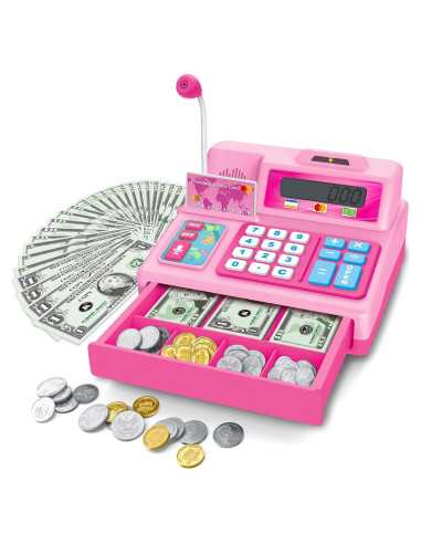 Caja Registradora de Juguete Rosa BAODLON - 103 Piezas