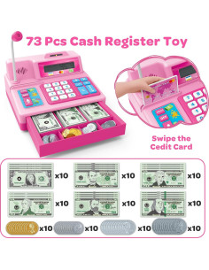 Caja Registradora de Juguete Rosa BAODLON - 103 Piezas 2