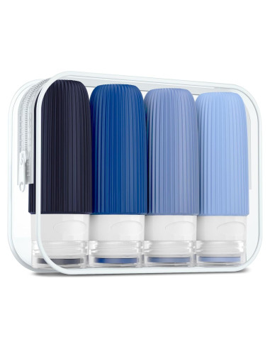 Botellas de Viaje Silicona 59ml Aprobadas TSA - 4 Piezas