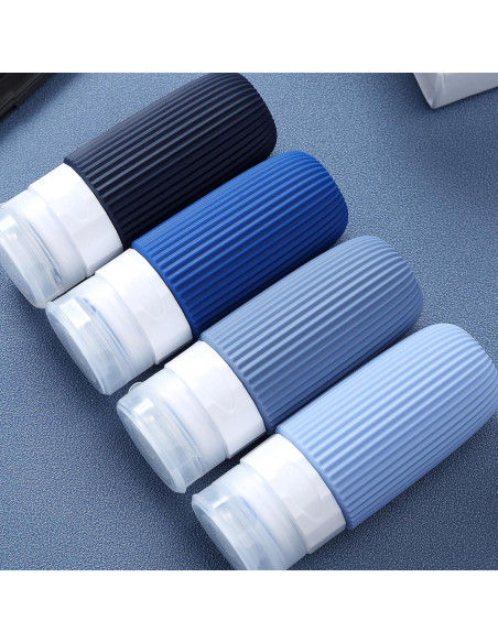 Botellas de Viaje Silicona 59ml Aprobadas TSA - 4 Piezas