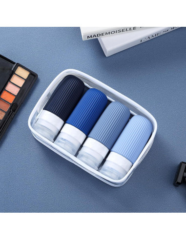 Botellas de Viaje Silicona 59ml Aprobadas TSA - 4 Piezas