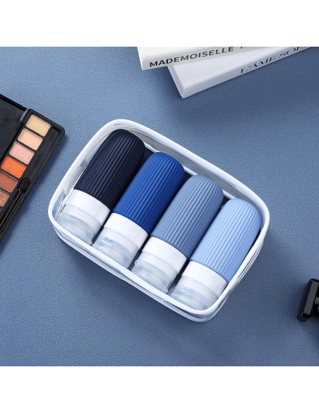 Botellas de Viaje Silicona 59ml Aprobadas TSA - 4 Piezas