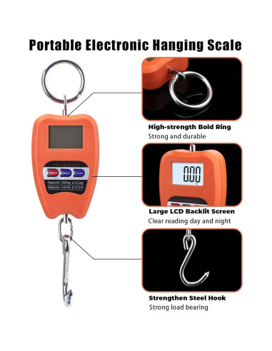 Balanza Digital Colgante Goture 200kg Pantalla LED Portátil
