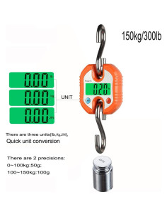 Báscula Colgante Digital Mougerk 150 kg Naranja Portátil 2