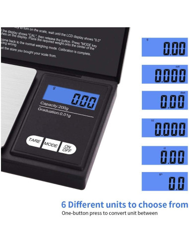 Báscula Digital de Gramos UNIWEIGH UA200, 200 g x 0.01 g