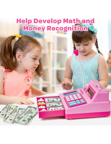 Caja Registradora de Juguete Rosa BAODLON - 103 Piezas