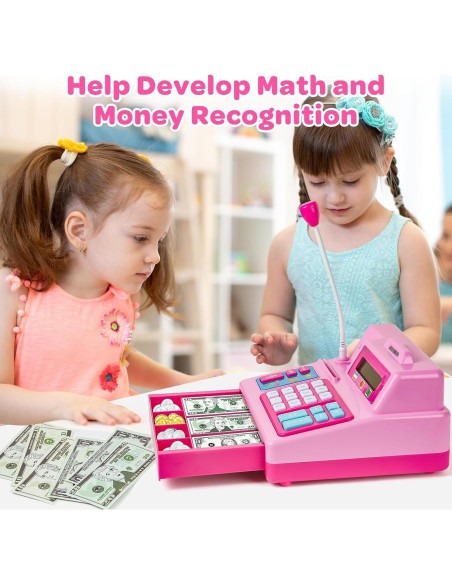 Caja Registradora de Juguete Rosa BAODLON - 103 Piezas