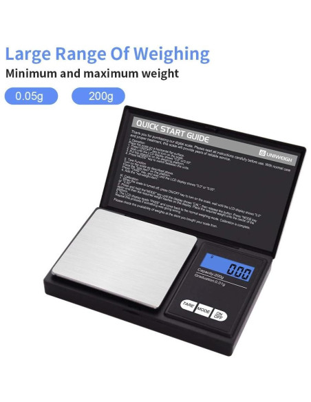 Báscula Digital de Gramos UNIWEIGH UA200, 200 g x 0.01 g